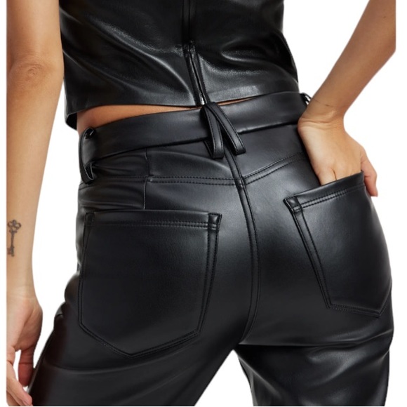 Good American Better Than Leather Faux Leather Good Icon Pants Black Size 8 NWT - Picture 3 of 12